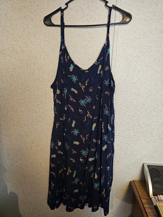 Torrid Curve Dresses & Skirts - Navy Tropical Print Midi Tank Dress